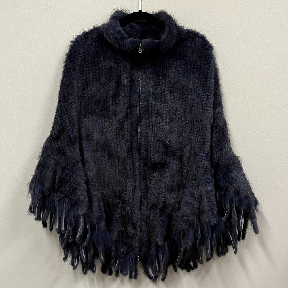 GRINVEST Collection Mink & Asiatic Raccoon Fur Zip Up Poncho